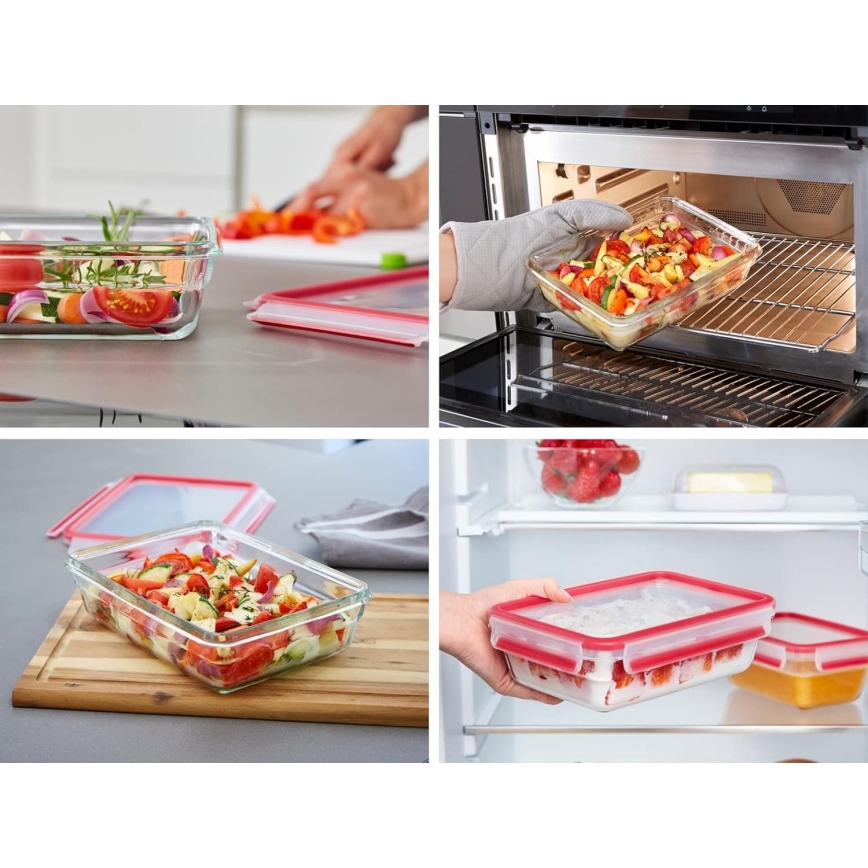 Tefal - MSEAL GLASS bewaarpot 0,8 l rood/glas