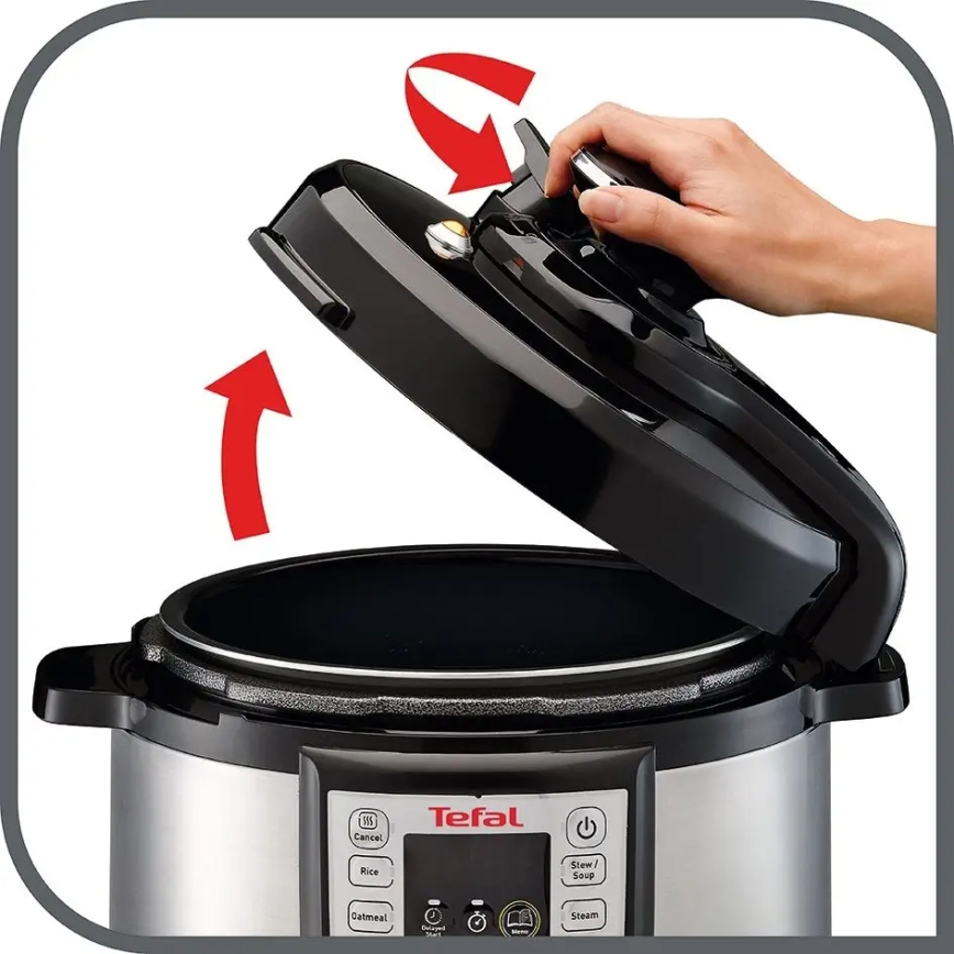 Tefal - Multifunctionele elektrische snelkookpan ALL IN ONE POT 1100W/230V mat chroom/zwart