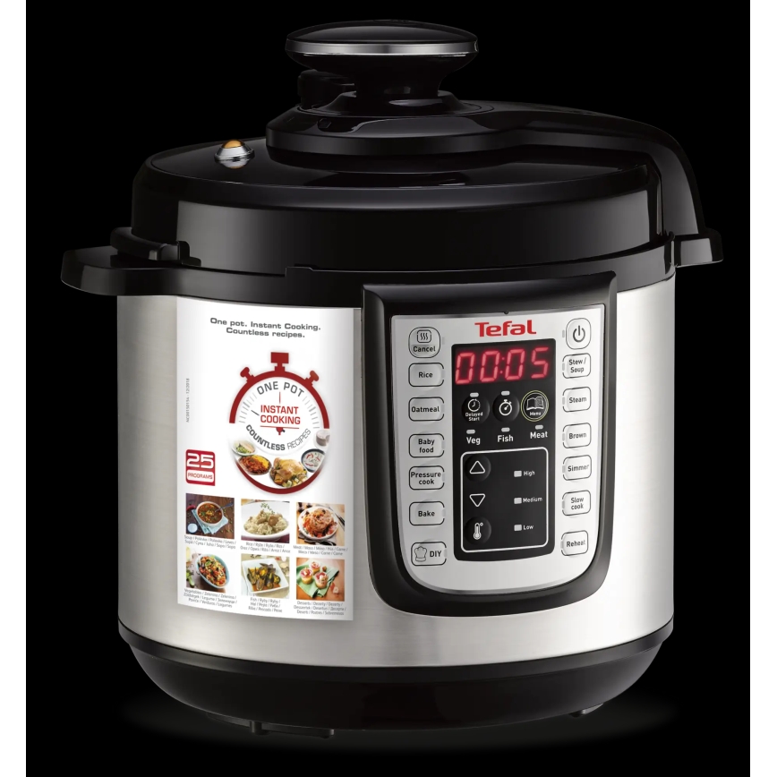 Tefal - Multifunctionele elektrische snelkookpan ALL IN ONE POT 1100W/230V mat chroom/zwart