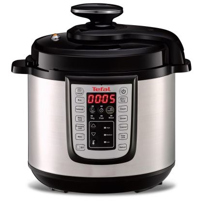 Tefal - Multifunctionele elektrische snelkookpan ALL IN ONE POT 1100W/230V mat chroom/zwart