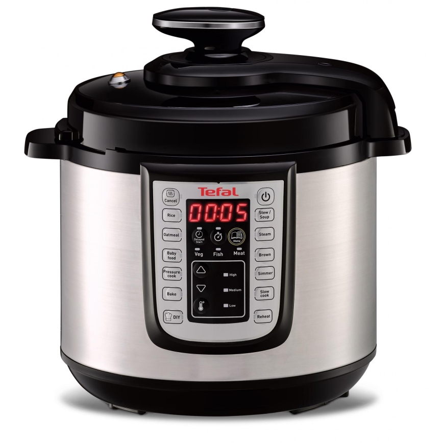 Tefal - Multifunctionele elektrische snelkookpan ALL IN ONE POT 1100W/230V mat chroom/zwart