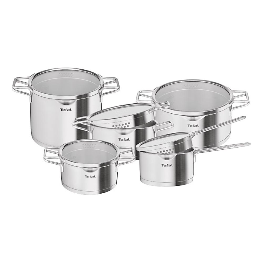 Tefal - Pannenset 10-delig NORDICA van roestvrij staal
