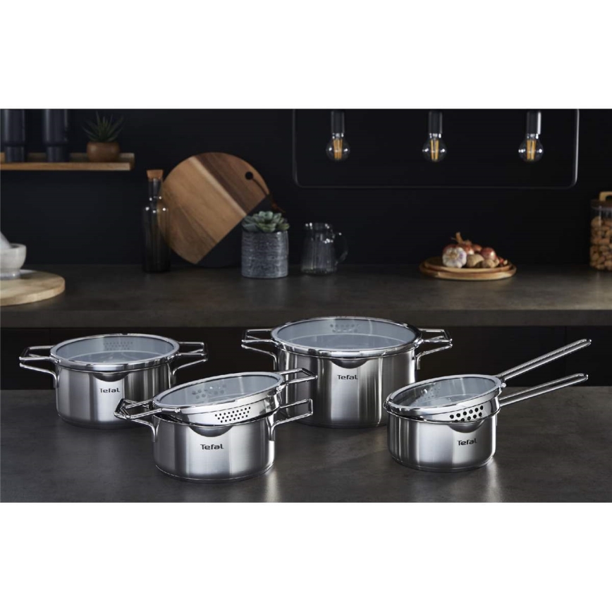 Tefal - Pannenset 10-delig NORDICA van roestvrij staal