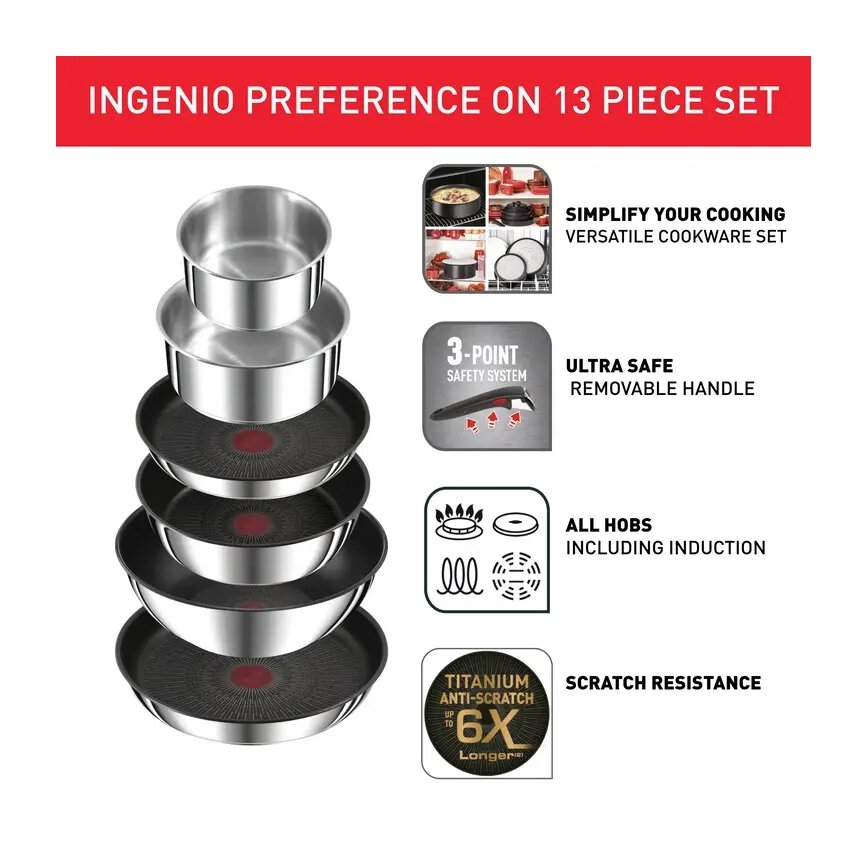 Tefal - Pannenset 13-delig INGENIO PREFERENCE ON roestvrij staal