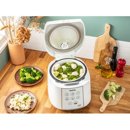Tefal - Rijstkoker 8-in-1 EASY COOK 750 W/230 V 5 l wit