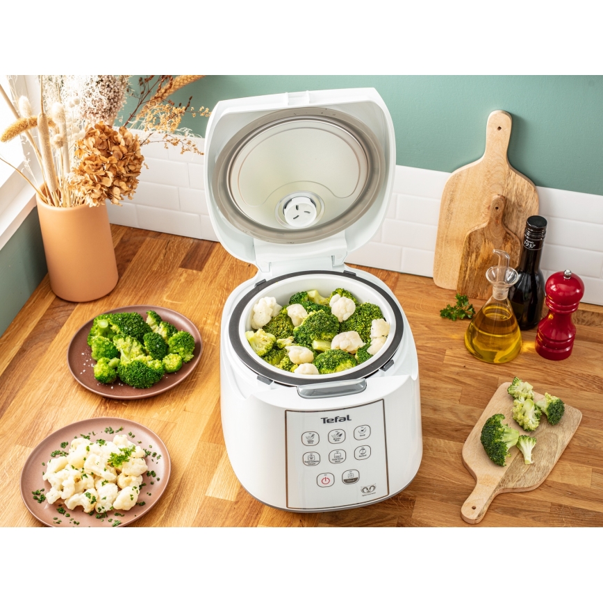 Tefal - Rijstkoker 8-in-1 EASY COOK 750 W/230 V 5 l wit
