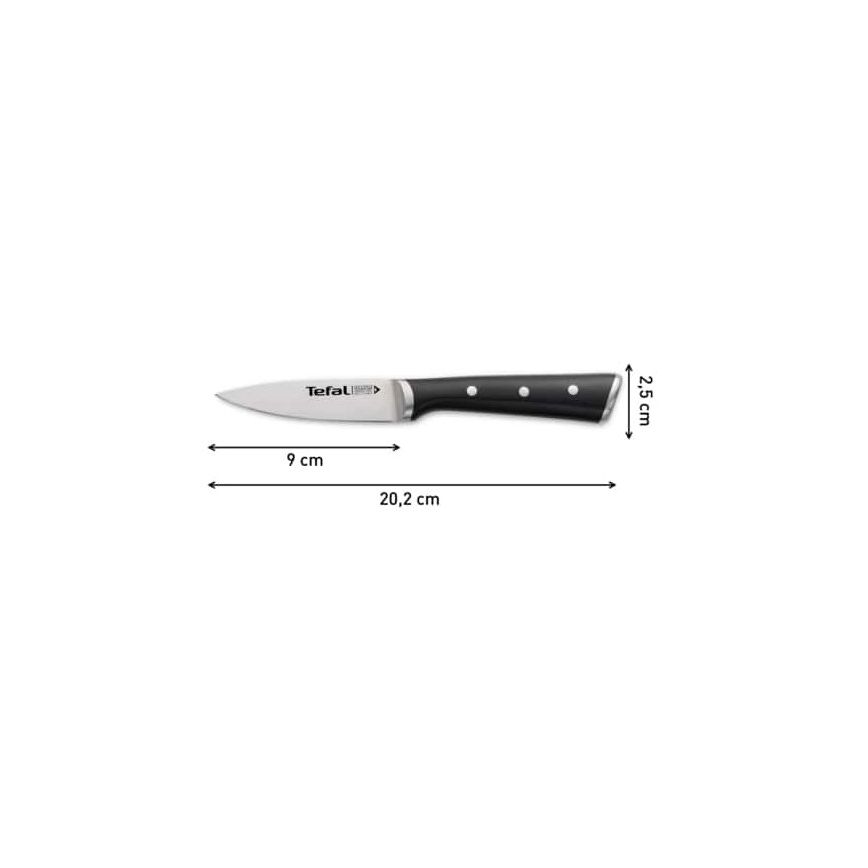 Tefal - Roestvrijstalen vleesmes ICE FORCE 9 cm glanzend chroom/zwart