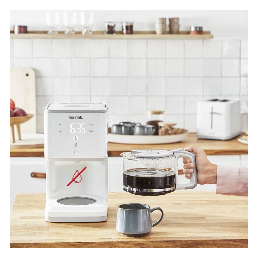 Tefal - Filterkoffiezetapparaat met LCD-display SENSE 1000W/230V wit