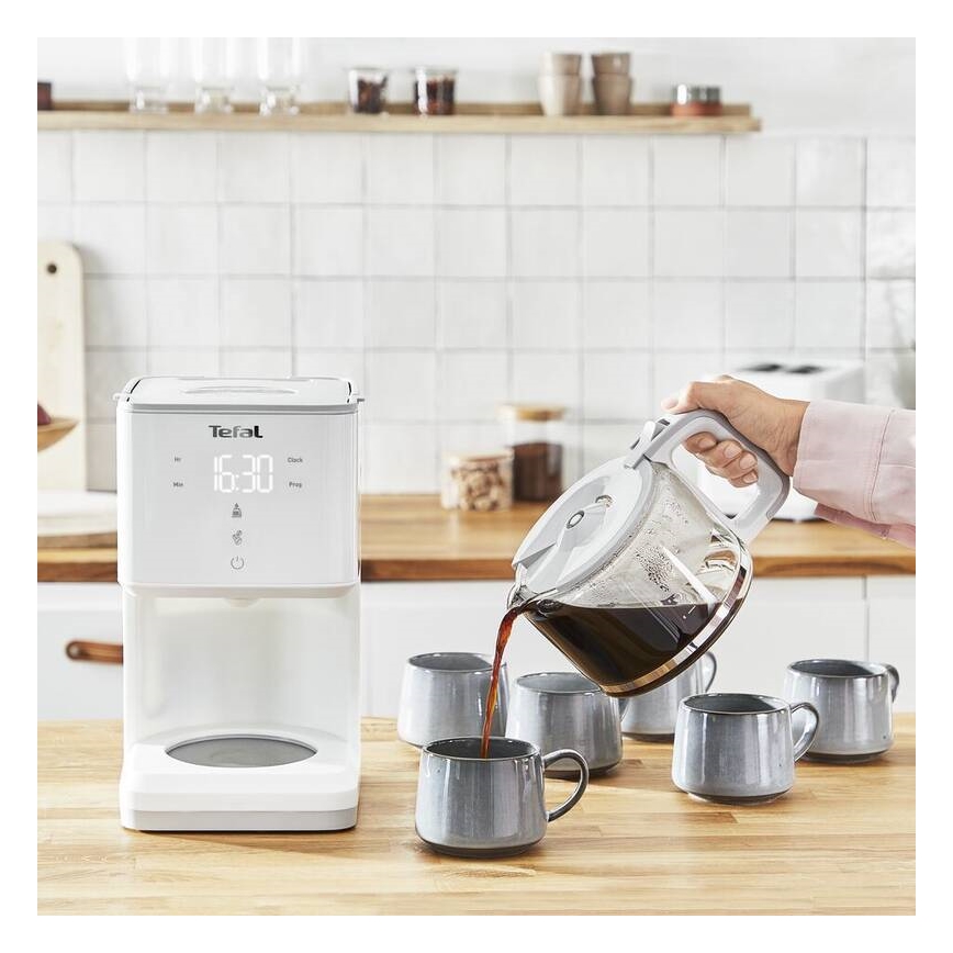 Tefal - Filterkoffiezetapparaat met LCD-display SENSE 1000W/230V wit