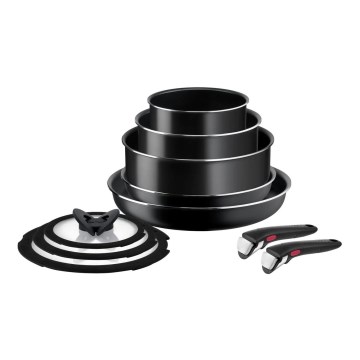 Tefal - Set kookgerei 10 st. INGENIO EASY COOK & CLEAN BLACK