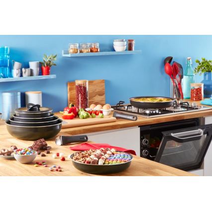 Tefal - Set kookgerei 10 st. INGENIO EASY COOK & CLEAN BLACK