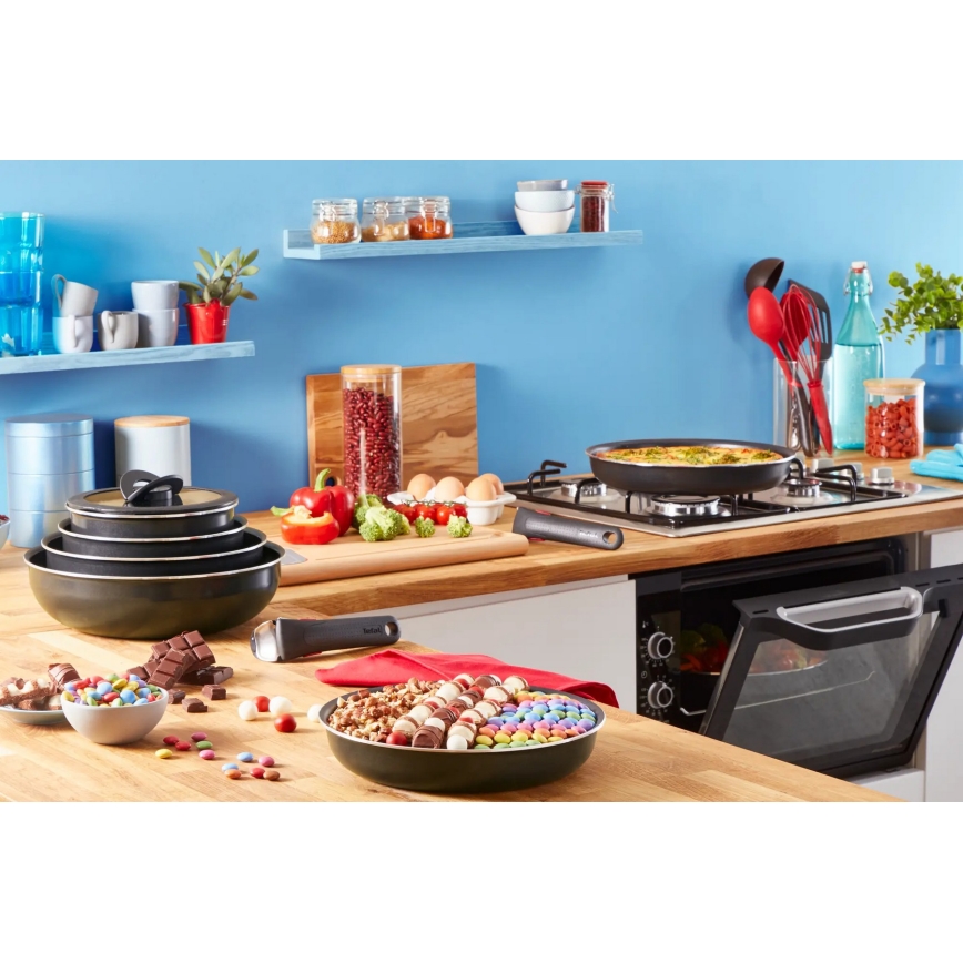 Tefal - Set kookgerei 10 st. INGENIO EASY COOK & CLEAN BLACK