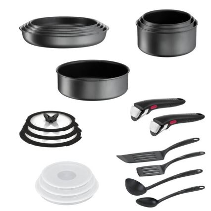 Tefal - Set kookgerei 20 st. INGENIO DAILY CHEF ON zwart