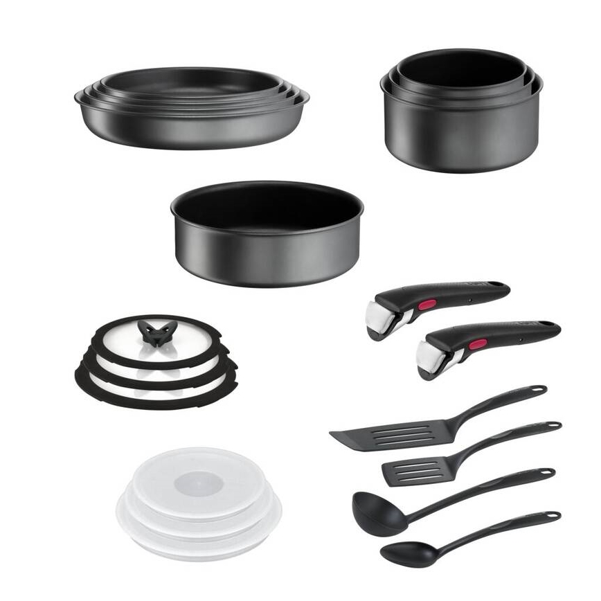 Tefal - Set kookgerei 20 st. INGENIO DAILY CHEF ON zwart