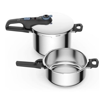 Tefal - Set snelkookpannen 4/6 l SECURE TRENDY roestvrij staal