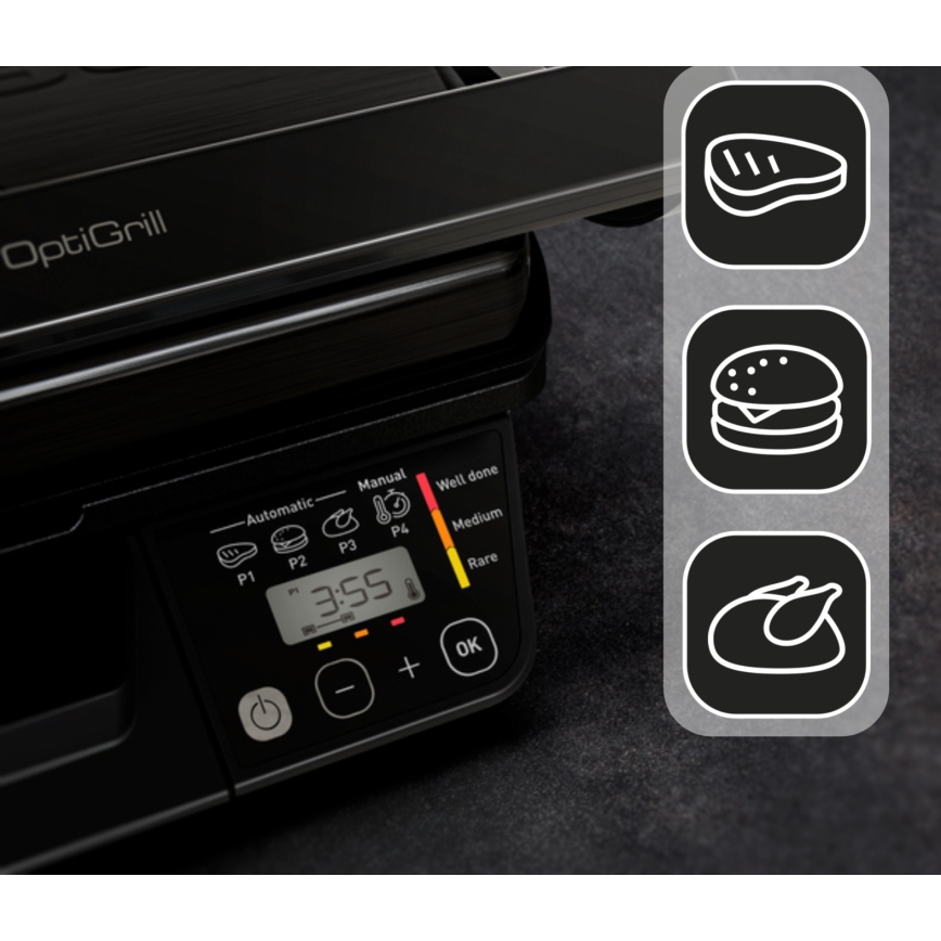 Tefal - Slimme elektrische grill Tefal OPTIGRILL 2000W/230V