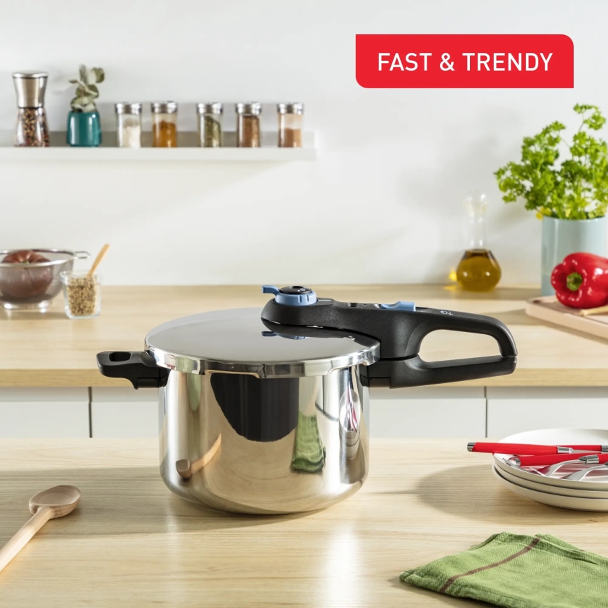 Tefal - Snelkookpan 6 l SECURE TRENDY roestvrij