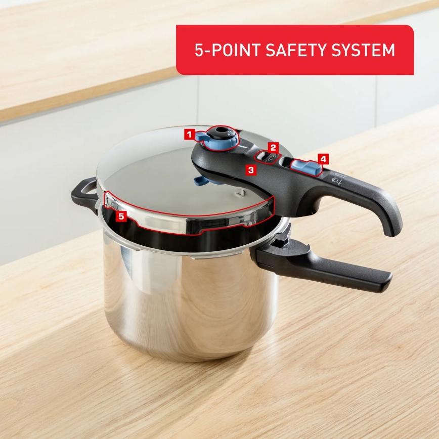 Tefal - Snelkookpan 6 l SECURE TRENDY roestvrij