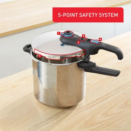 Tefal - Snelkookpan 8 l SECURE TRENDY roestvrij