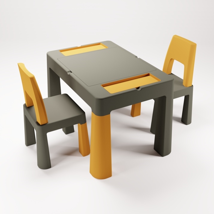 TEGA BABY - Kindertafel met stoelen, grijs/geel