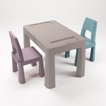 TEGA BABY - Kindertafel met stoelen taupe/paars/turkoois
