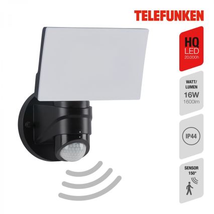 Telefunken 304305TF - LED Wandlamp met sensor voor buiten LED/24W/230V IP44 zwart