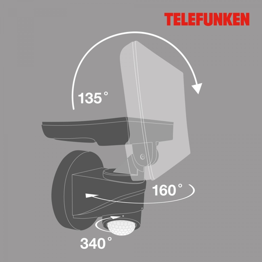Telefunken 304305TF - LED Wandlamp met sensor voor buiten LED/24W/230V IP44 zwart