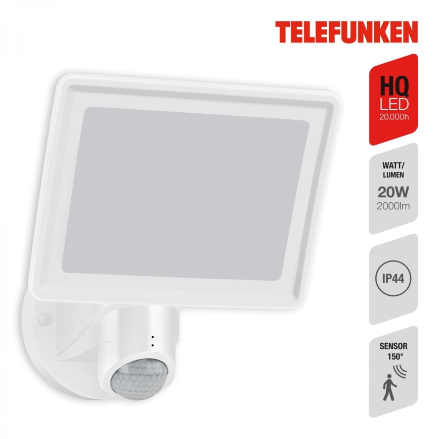 Telefunken 304406TF - LED Buitenwand schijnwerper met sensor LED/20W/230V IP44
