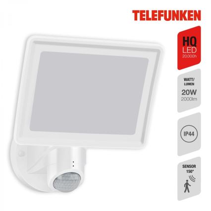 Telefunken 304406TF - LED buitenwandstraler met sensor LED/20W/230V IP44