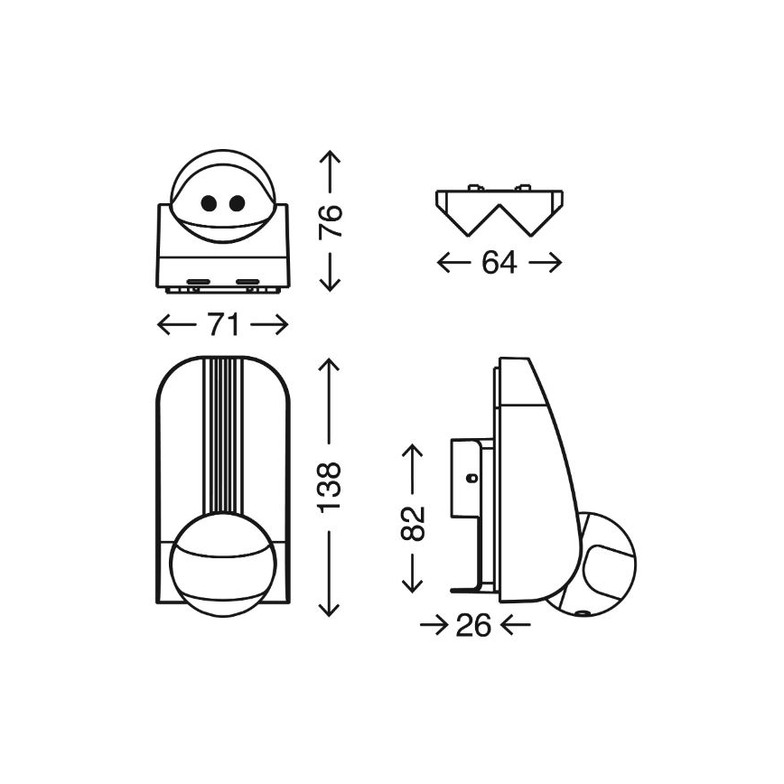 Telefunken 306504TF - Bewegingssensor voor buiten 180° IP44 zilver