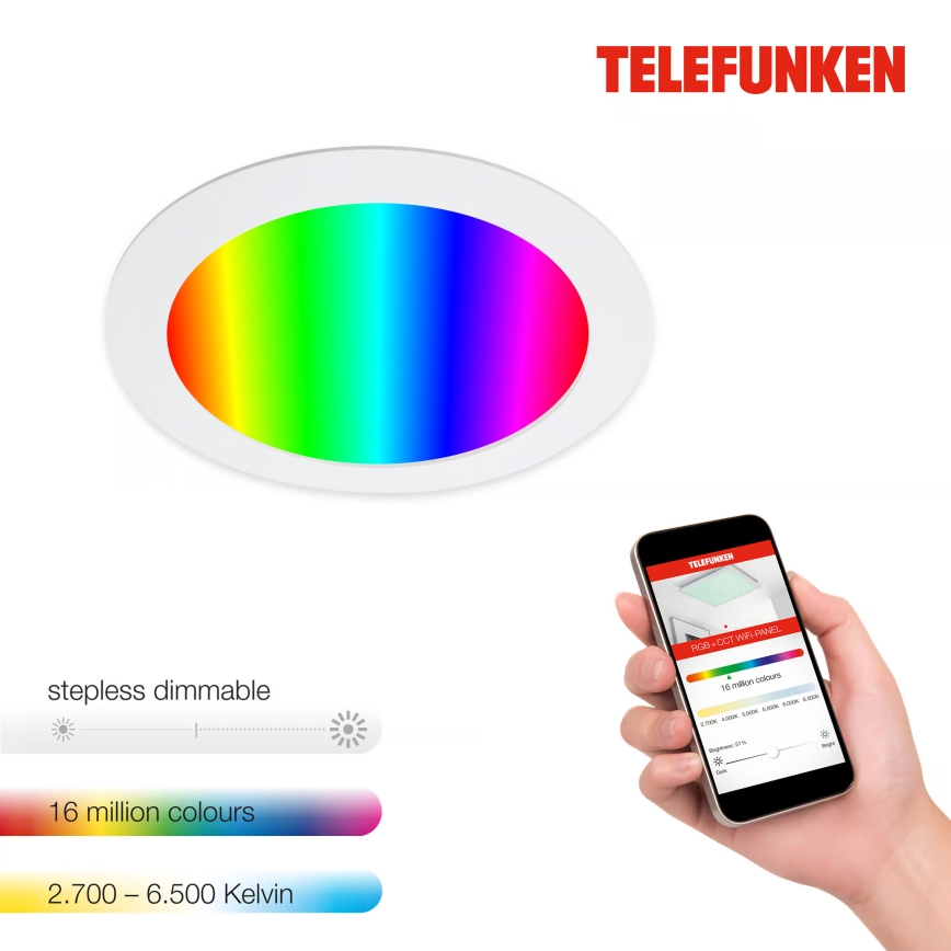 Telefunken 309406TF - FRAME LED RGBW dimbare inbouwspot LED/12W/230V 2700-6500K Wi-Fi Tuya wit