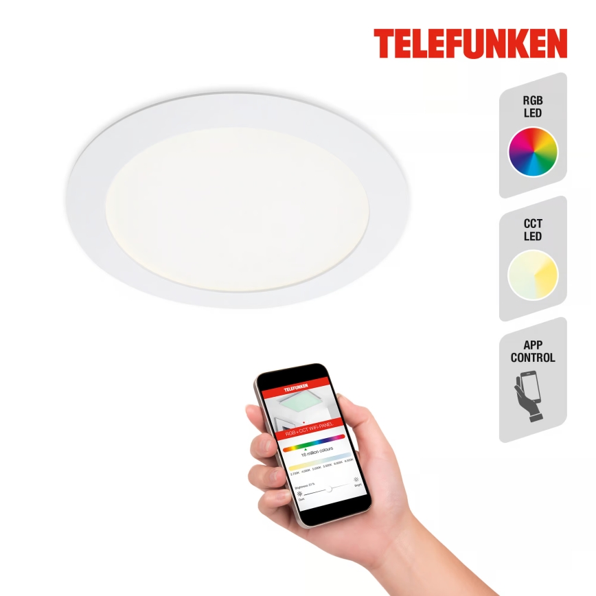 Telefunken 309406TF - FRAME LED RGBW dimbare inbouwspot LED/12W/230V 2700-6500K Wi-Fi Tuya wit