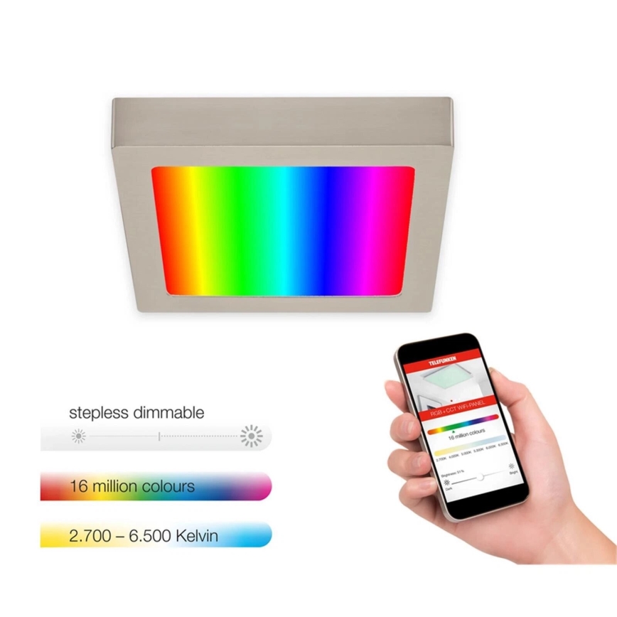 Telefunken 309702TF - Dimbare LED RGB plafondlamp LED/23W/230V 2700-6500 Wi-Fi Tuya mat chroom