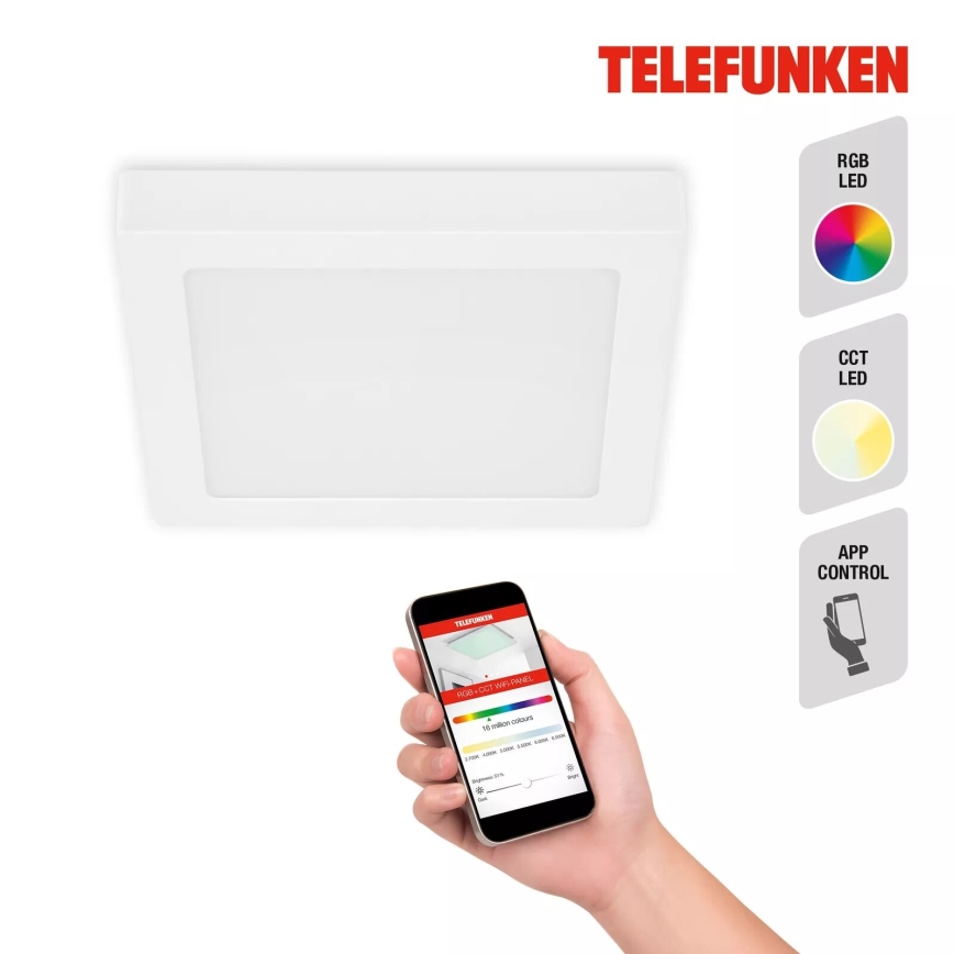 Telefunken 309706TF - Dimbare LED RGB plafondlamp LED/23W/230V 2700-6500K Wi-Fi Tuya wit