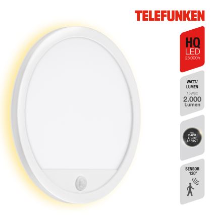 Telefunken 313706TF - LED Wandlamp voor buiten met sensor LED/15W/230V IP44 wit