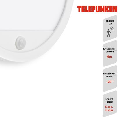 Telefunken 313706TF - LED Wandlamp voor buiten met sensor LED/15W/230V IP44 wit