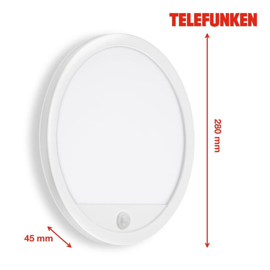 Telefunken 313706TF - LED Wandlamp voor buiten met sensor LED/15W/230V IP44 wit