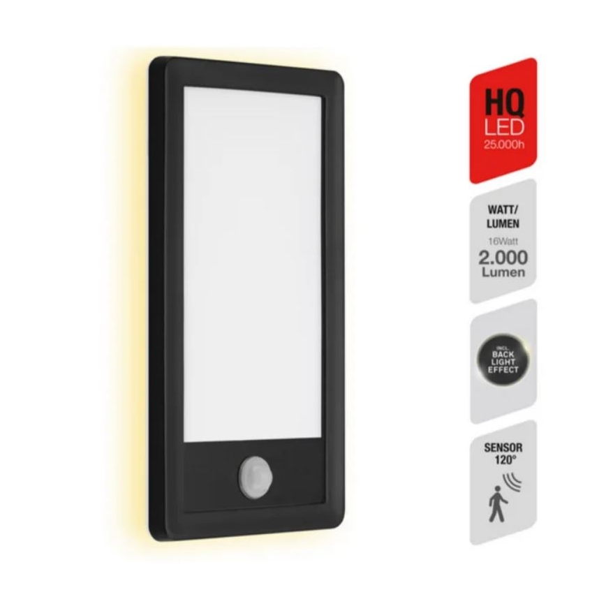 Telefunken 313905TF - LED Wandlamp voor Buiten met Sensor LED/16W/230V IP44