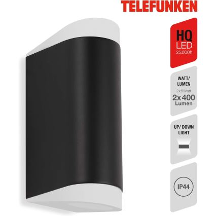 Telefunken 314905TF - LED Wandlamp voor buiten 2xGU10/5W/230V IP44 zwart