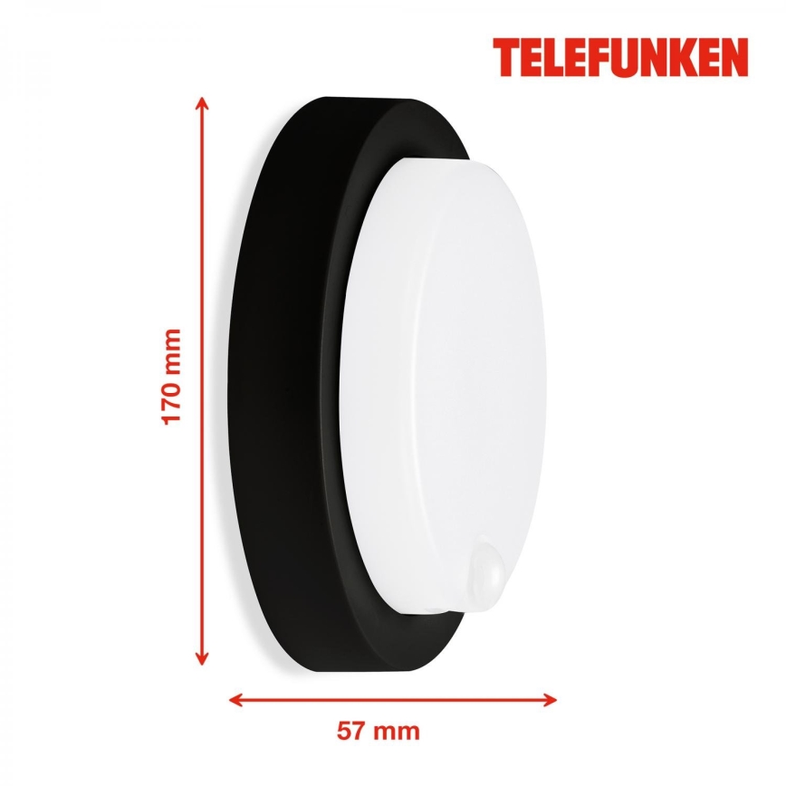 Telefunken 315305TF - LED Wandlamp voor buiten met sensor LED/12W/230V IP44 zwart