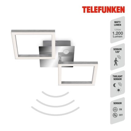 Telefunken 318508TF - LED Plafondlamp met sensor FRAME LED/12W/230V 3000K mat chroom