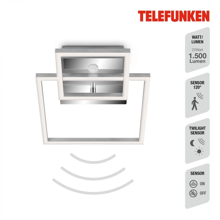 Telefunken 318608TF - LED Plafondlamp met sensor FRAME LED/17W/230V 3000K mat chroom