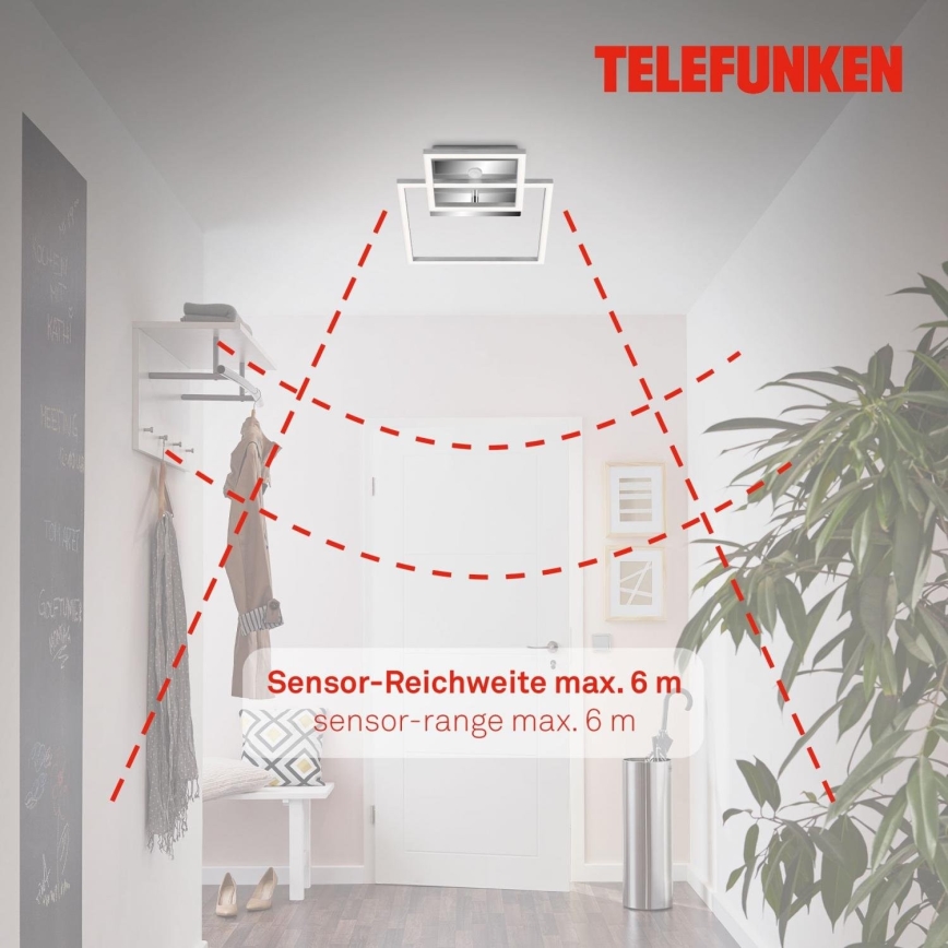 Telefunken 318608TF - LED Plafondlamp met sensor FRAME LED/17W/230V 3000K mat chroom
