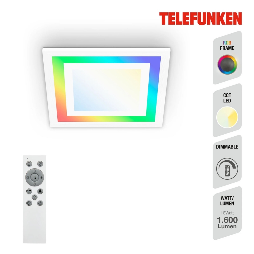 Telefunken 318706TF - LED RGBW dimbaar paneel/18W/230V 3000-6500K + afstandsbediening