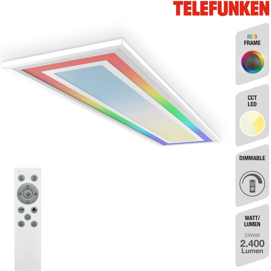 Telefunken 318906TF - LED RGBW dimbare plafondlamp LED/24W/230V 3000-6500K 25x100 cm + afstandsbediening