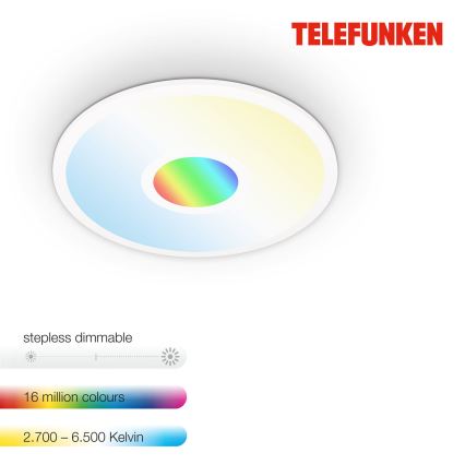 Telefunken 319306TF - LED RGBW Dimbare lamp LED/22W/230V 2700-6500K + afstandsbediening