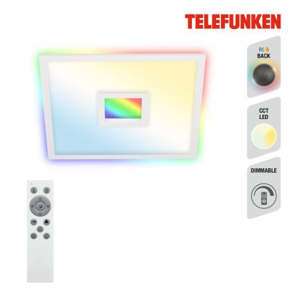 Telefunken 319506TF - RGBW dimbare plafondlamp LED/36W/230V 2700-6500K wit + afstandsbediening