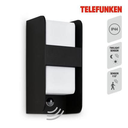 Telefunken 321105TF - Wandlamp voor buiten met sensor 1xE27/12W/230V IP44 zwart