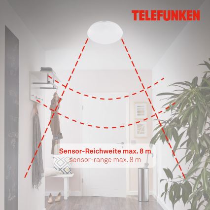 Telefunken 601206TF - LED Badkamer plafondlamp met sensor LED/15W/230V IP44 diameter 28 cm