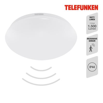 Telefunken 601206TF - LED Badkamer plafondlamp met sensor LED/15W/230V IP44 diameter 28 cm